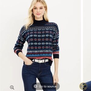 LOFT Fair Isle Mock Neck Sweater